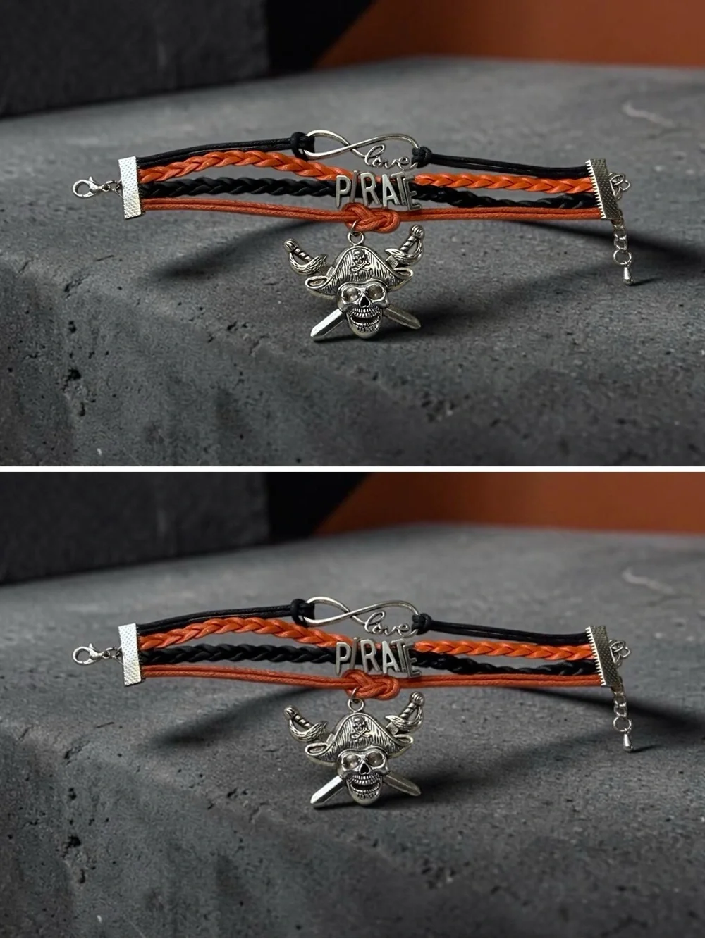 🫶🏻 2 Pirate Skull Braided Bracelets